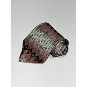 CONTE di Milano Italian 100% Silk Tie Abstract Mens Wide Short Necktie Size 56X4